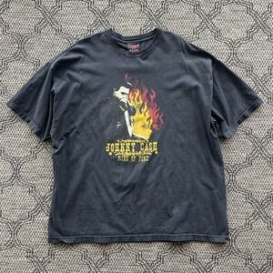 Vintage Johnny Cash T-Shirt Men's 3X Black Ring of Fire Zion Band Country Y2K